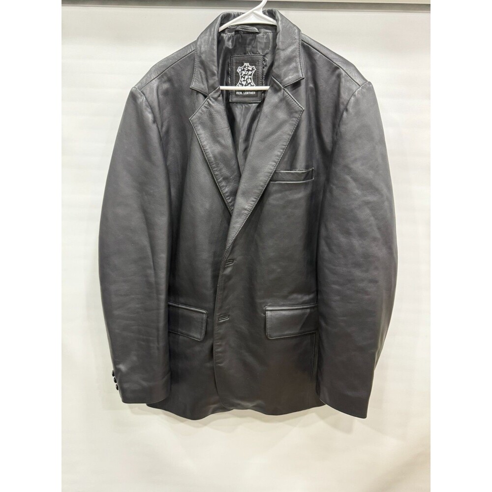 Real Leather Mens 100% Leather Jacket Black XL Soft Leather Casual